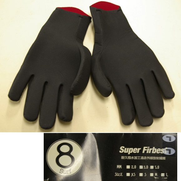 SURF 8 未使用品 3/2mm 中古サーフグローブ Lサイズ (No.9629062