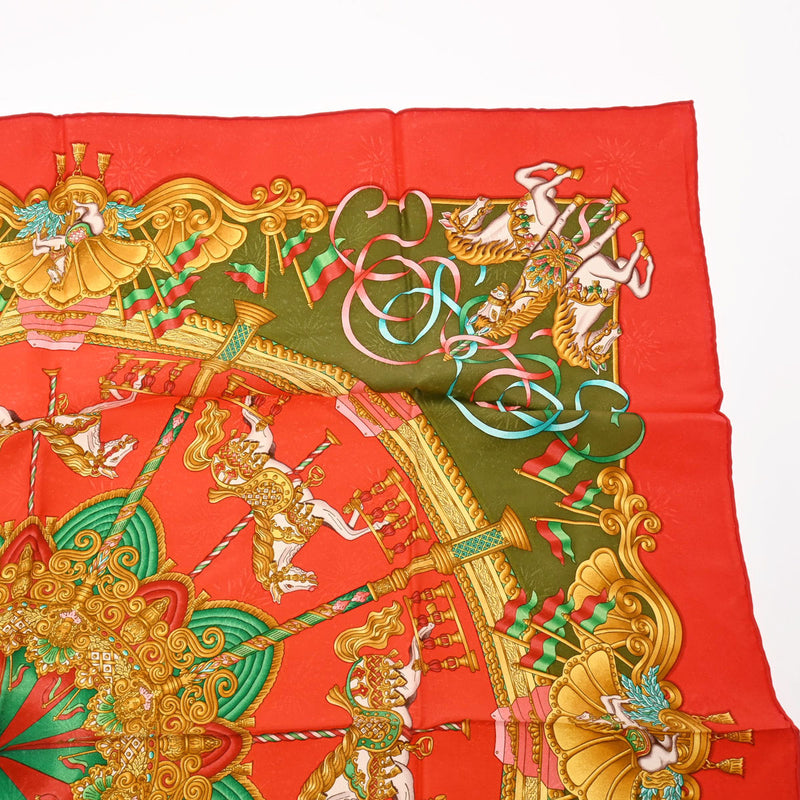 エルメスカレ90 LUNA PARK メリーゴーランド レッド レディース シルク