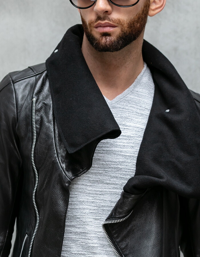 AVIATOR(アビエーター)ゴートレザー ドレープ ライダースジャケット